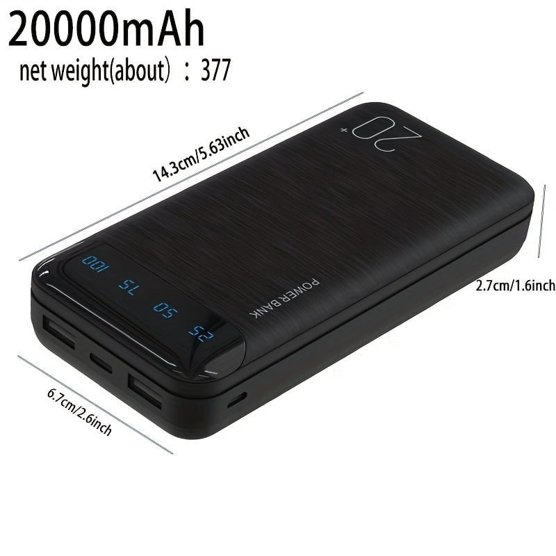 High-Capacity Outdoor Emergency Backup Power Supply of 10000/20000Mah. Features 2Xusb Outputs; Type-C And Input Ports, LED Digital Battery Display, And a Safe, Stable Polymer Lithium Battery,