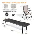 thumbnail image 5 of Crestlive Products 117" Outdoor Aluminum Patio Dining Table for 6-8 People with Umbrella Hole, Weather Resistant Outdoor Dining Table for Backyard, Patio, Garden, Black, 5 of 5