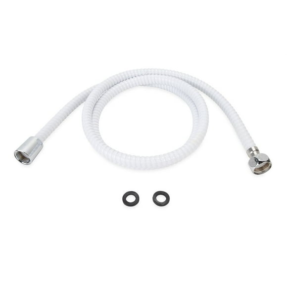 Camco Shower Head Hose 43717 60 Inch Length; Fits Standard 1/2 Inch Shower Arm; White; With Built In Connectors and Washers