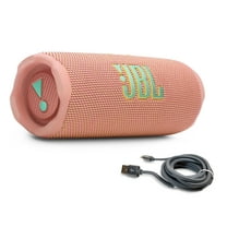 JBL Flip 7 Portable Bluetooth Speaker & 6ft USB-C Braided Cable Bundle - Pink