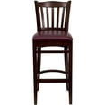 thumbnail image 3 of Emma + Oliver Vertical Slat Back Mahogany Wood Barstool, Burgundy Vinyl Seat, 3 of 6
