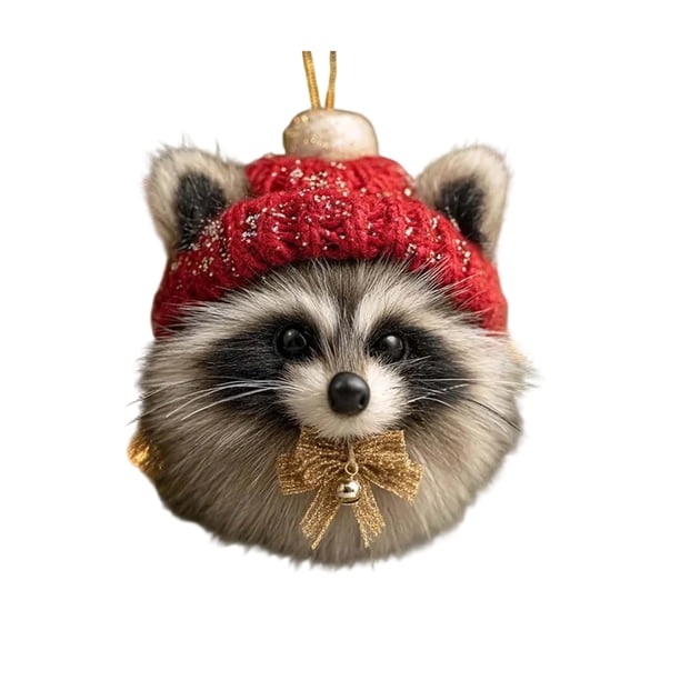 Adorno colgante de acrílico para gato de invierno, árbol de Navidad, gorro de punto, gatito, perro, conejo, erizo, adorno colgante de animal