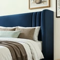 thumbnail image 3 of Einfach Full Size Upholstered Bed Frame, Platform Bed with Velvet Wingback Headboard, Blue, 3 of 11