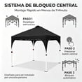 thumbnail image 2 of Carpa Plegable 3x3 m , Toldo Oxford 150D Impermeable Protección UPF50+ Anti Rayos UV, Mecanismo Bloqueo Central Armado Rápido Sin Herramientas-Para Jardín, Patio, Camping, Fiestas y Puestos De Feria, 2 of 7