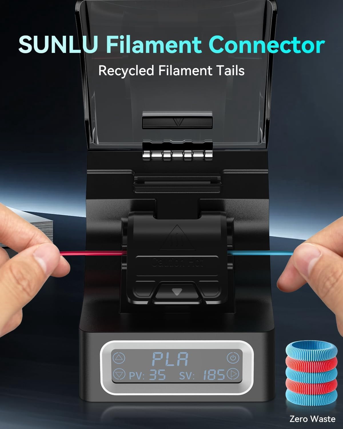 SUNLU Filament Connector, Filament Splicer with 200Pcs PTFE Sleeve for 3D Printer Filament 1.75mm, Fast Heating Up to 240°C, Compatible with PLA PETG TPU ABS PA Nylon PA