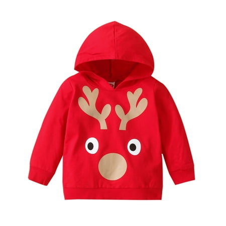 

Toddler Baby Boys Girls Sweater Tops Merry Christmas Xmas Deer Santa Printed Hoodie Cartton Tops Sweatshirts For 6-12 Months