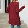 thumbnail image 7 of zaveiop Womens Oversized Open Front Cardigans Sweater Ribbed Knit Cardigan Sweater Thin Outerwear Coats with Pockets (Z-Wine, L), 7 of 7