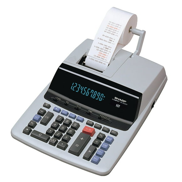Sharp 12-Digit Print Calculator Desktop Size Adding Machine, Perfect for Everyday Use and Office, Bright, Large Easy-to-Read Numbers on Both the Display and the Two-ColorPrinted Tape (VX-2652H)