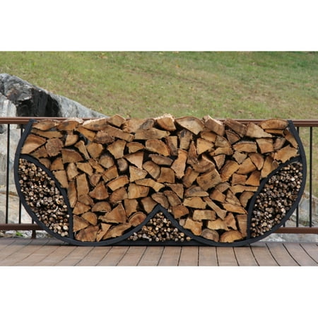 8' Double Round Firewood Log Rack with Kindling