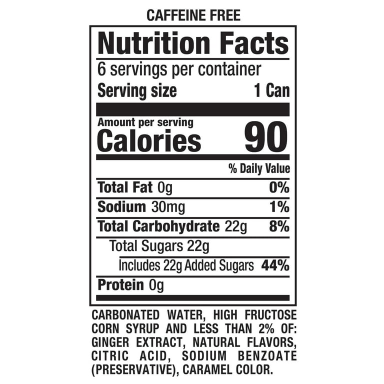 Canada Dry Caffeine Free Bold Ginger Ale Soda Pop, 7.5 fl oz, 6