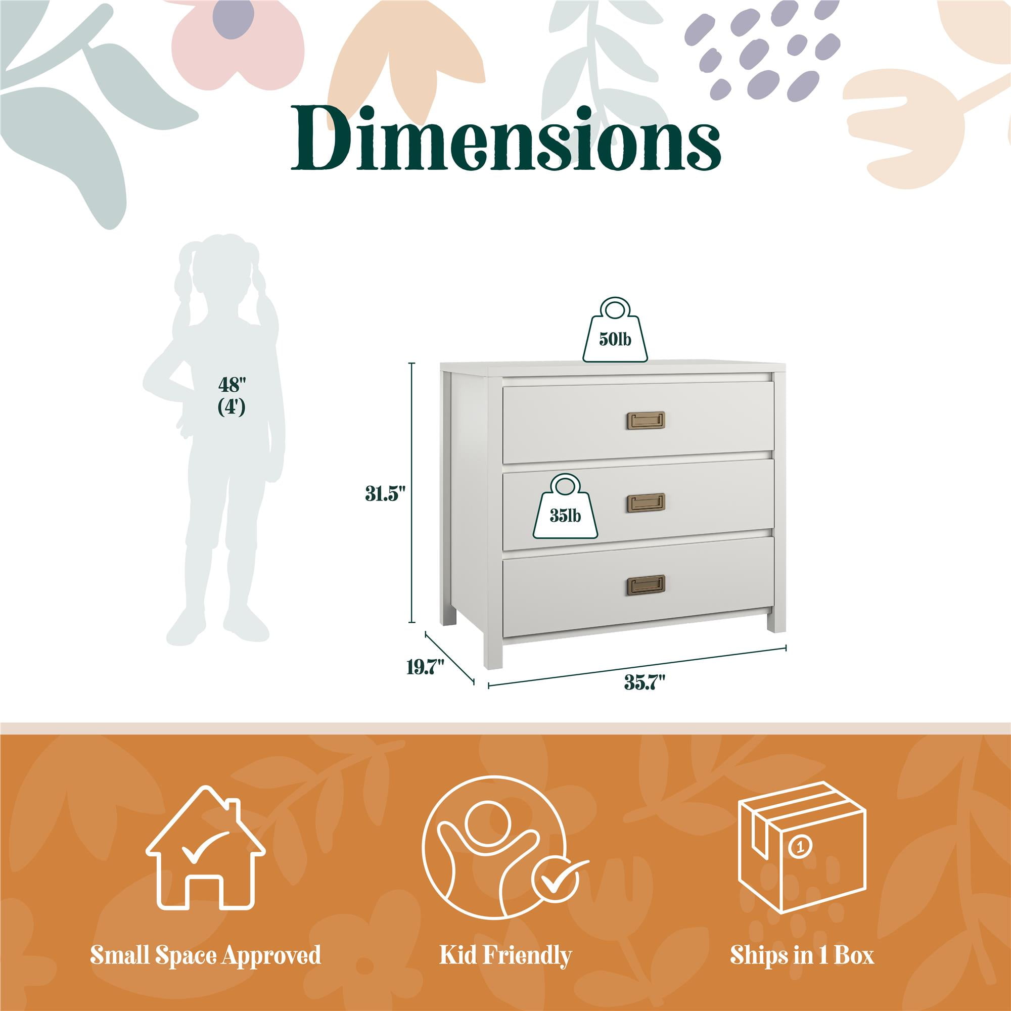 Max & Finn Haven 3-Drawer Kids' Dresser, White