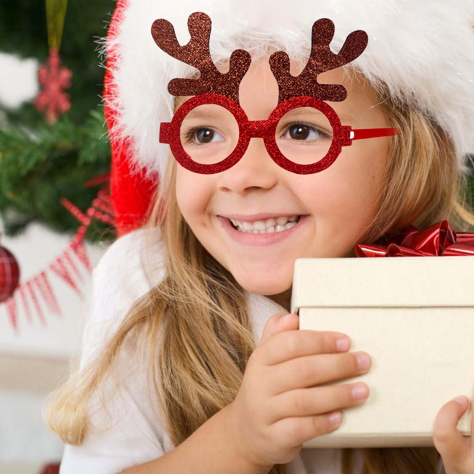 Manunclaims Christmas Glasses Lensless Funny Comfortable to Wear