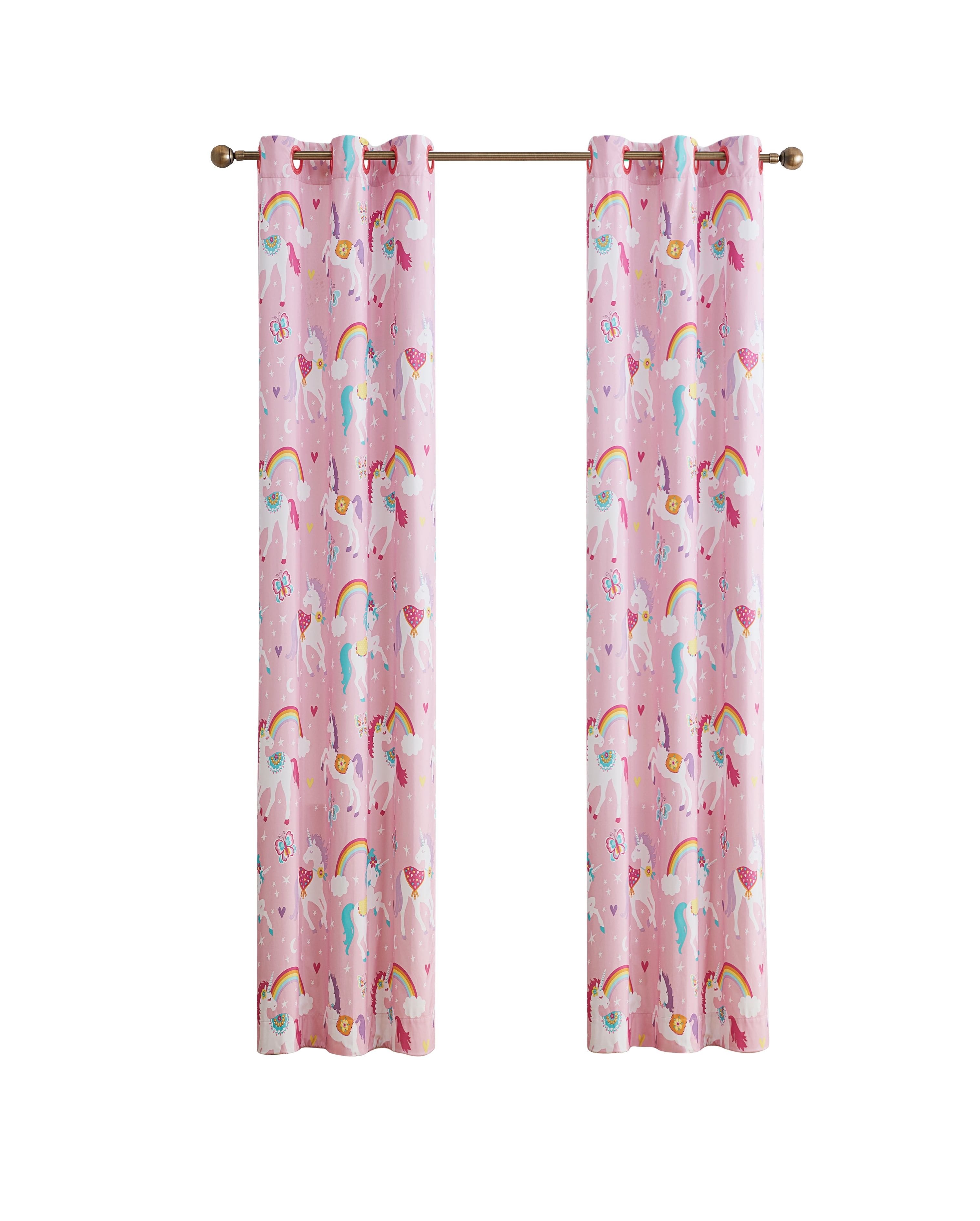 Your Zone Rainbow Unicorn Pink Room Darkening Grommet Top Single Curtain Panel, 42" x 84"