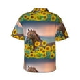 thumbnail image 3 of Uemuo Horse Sunflowers Printed Regular Fit Short Sleeve Casual Hawaiian Shirt for Men,Aloha shirt,Tropical shirt,Floral print shirt,Vacation Beach shirt-Medium, 3 of 9