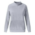 thumbnail image 4 of BODOAO Sweatshirt for Women 2025 Fall Outfits Long Sleeve Loose Top Turtleneck Sweater Shirts with Pocket Mockneck Sweatshirt Plain Loose Fit Crewneck Sweatshirts Fall Hoodies Sweaters Light Ashy L, 4 of 6