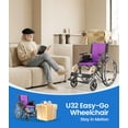 thumbnail image 5 of VOCIC Ultra Lightweight Wheelchair for Adults, Swing-Away Footrests, Aluminum Frame, 300 lbs Capacity, Purple, 5 of 10