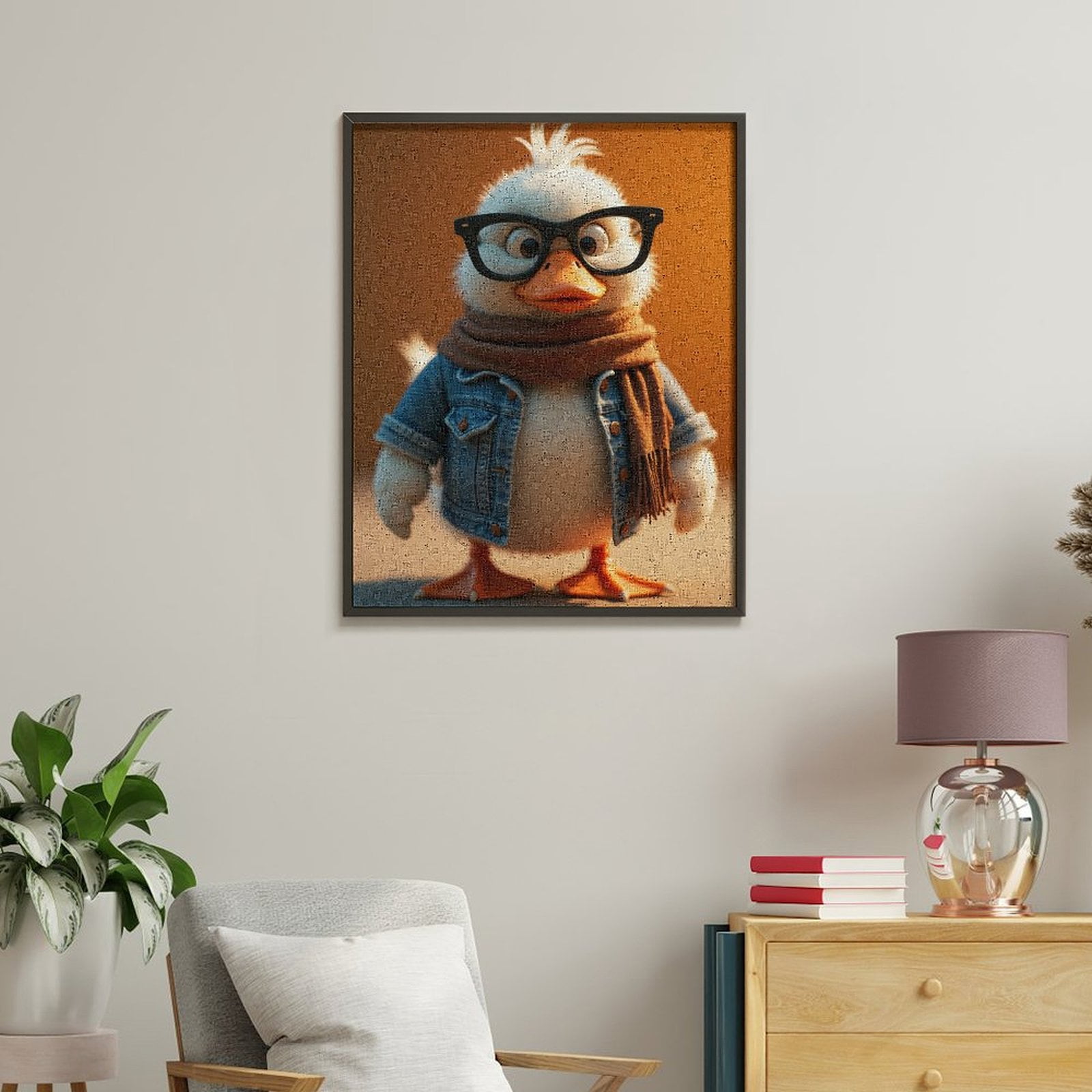 Paint By Numbers Kit for Adults Beginner - Duck Fashion Glasses Scarf Denim DIY Canvas Painting Kits for Adults, Frameless Paint By Number for Adults for Home Wall Decor 16x20 Inch