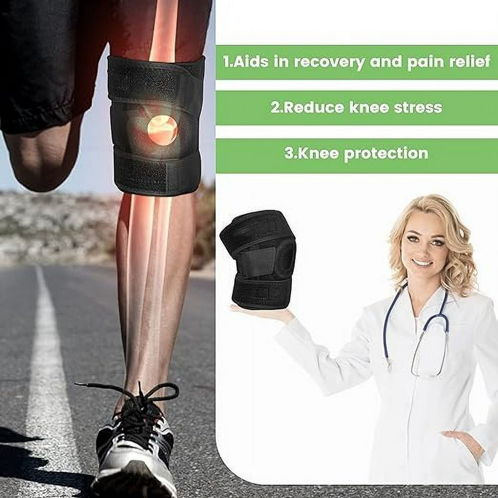 EIMELI 2 Pack Knee Brace with Lateral Stabilizers for Meniscus Tears Knee Pain ACL Medial Collateral Ligament Injury Recovery Adjustable Knee Support for Men Women for Knee Pain Support F