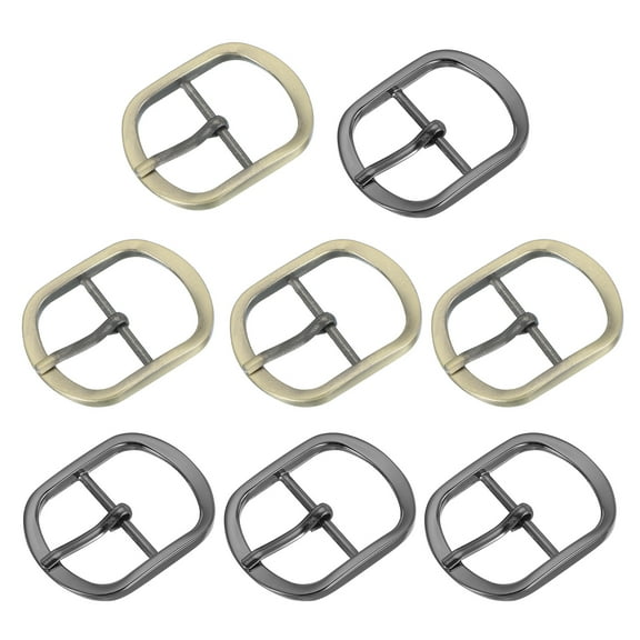 Uxcell Single Prong Belt Buckle, 3/4 Inch Metal Center Bar Square Replacement Buckle for Leather Hardware - Square (12 Pack, Black/Light Gold)