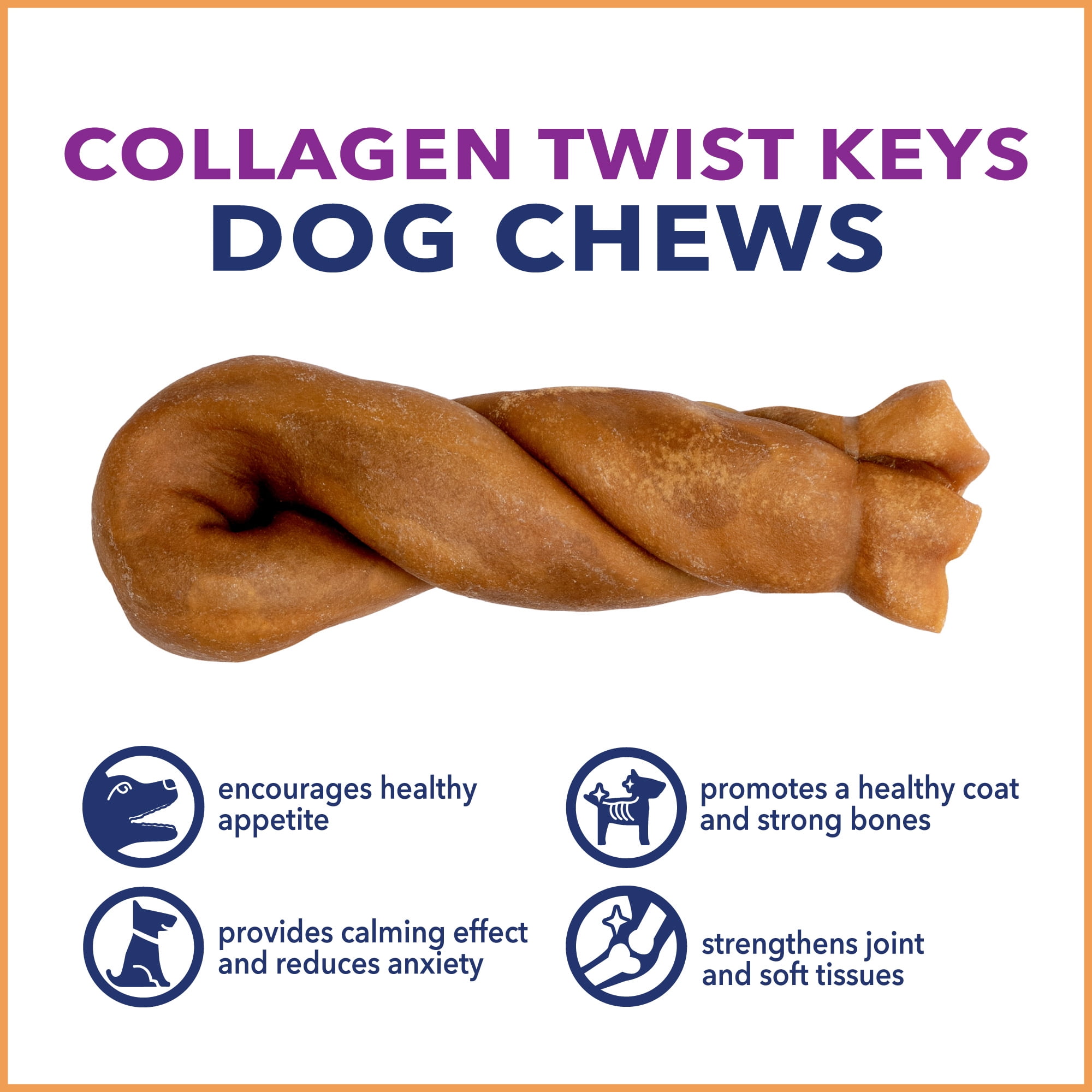Pet Factory CareChewz Collagen 6-7" Twist Keys Dog Chew Treats - Chicken Flavor, 6 Count/1 Pack