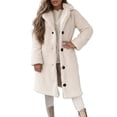thumbnail image 3 of MuXiKeJi Womens Winter Fuzzy Long Coat Button Down Lapel Warm Plush Overcoat Sherpa Jackets, 3 of 6