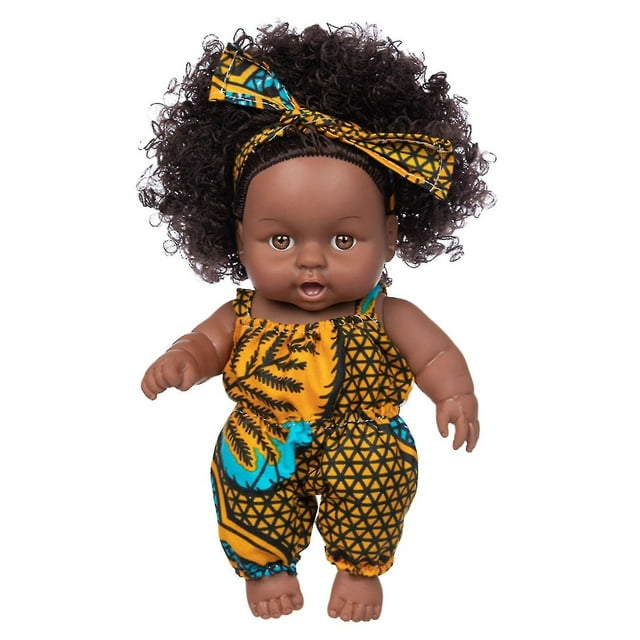 Muñeca de juguete para bebés negros africanos de 20 cm con pelo rizado