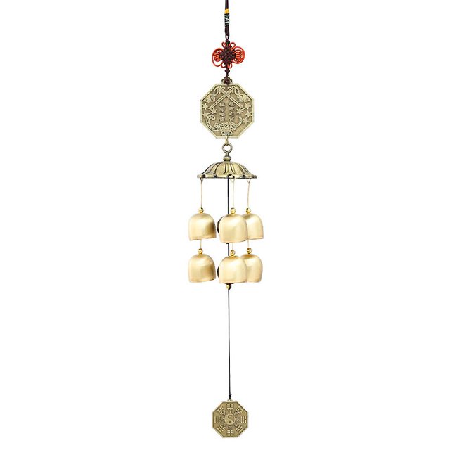 EU Black Campanas de viento de pez pájaro con 6 campanas, tonos melódicos relajantes para decoración de interior y exterior, jardín, Patio, porche y Patio trasero