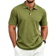 thumbnail image 2 of CCRFTGI Mens Polo Shirts Short Sleeve Polo Shirt Lightweight Casual Golf Shirts Collared T Shirt Army Green L, 2 of 5
