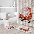 thumbnail image 3 of FMSHPON Valentines TruckHeels Flower 4 Piece Bathroom Set Shower Curtain Bath Rug Contour Mat and Toilet Lid Cover, 3 of 7
