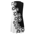 thumbnail image 3 of Women Summer Loose Dress Sleeveless Floral Print V Neck Hollow Out Sundress Casual Beach Dress Mini Dress Length Dress Linen Dress Olive Summer Dress Tunic Swing Dresses for Women Button Dress, 3 of 4