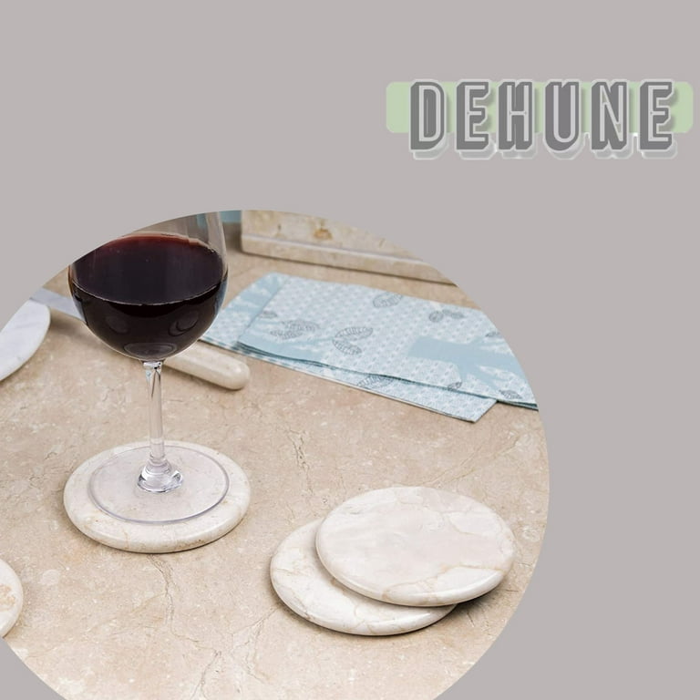 Marble Set of 4 Pieces Round Coaster for Wine or Drink Serving Table  decorating, 4 Diameter 