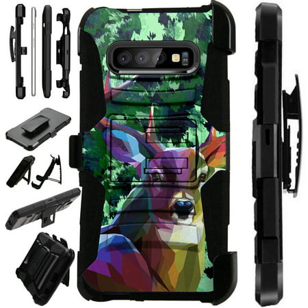 Compatible Samsung Galaxy S10 Plus S 10 Plus (2019) Case Armor Hybrid Phone Cover LuxGuard Holster (Deer (Best Day To Hunt Deer 2019)