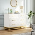 thumbnail image 2 of NEILA White Chic 6-Drawer Wooden Dresser – Spacious Storage Chest with Metal Handles and Elegant Gold Accents for Bedroom, Living Room, Hallway, and Entryway, 2 of 7
