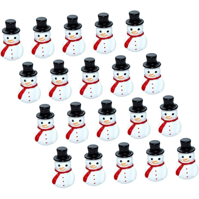 Yazoeia 30pcs Mini Snowman Top-Model Books Snowman Fish Tank Miniature Soda Crystals Snowmen Figures Snowman with Top Hats Christmas Tree Ornaments Snowman Statue Small Desktop Resin Charm