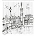 thumbnail image 3 of Ambesonne Switzerland Shower Curtain, Sketch Style Zurich, 69"Wx84"L, Charcoal Grey White, 3 of 3