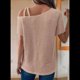 thumbnail image 4 of Camiseta Informal de Verano para Mujer, de Corta, con Hombros Descubiertos y Tejido Gofre, Color Caqui S, 4 of 5