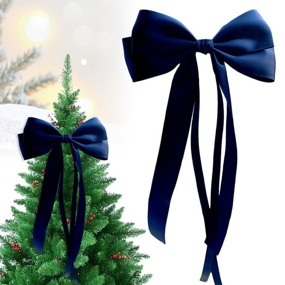 EZPXFCI Christmas Tree Topper Bow, 11.8 Inches Premade Blue Bows for Christmas Tree Hanging Decorations Gift Wrapping Wreaths Crafts Outdoor Indoor Home Decor Wedding