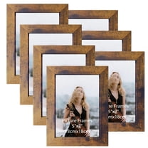 5x7 Picture Frames Set of 7, Rustic Brown Photo Frame for Wall or Tabletop