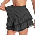 thumbnail image 5 of Hurxie Flowy Shorts for Women Casual Boho Ruffle Tiered Skorts High Waist Mini Skirts Golf Tennis Crochet Shorts Gray,S, 5 of 6
