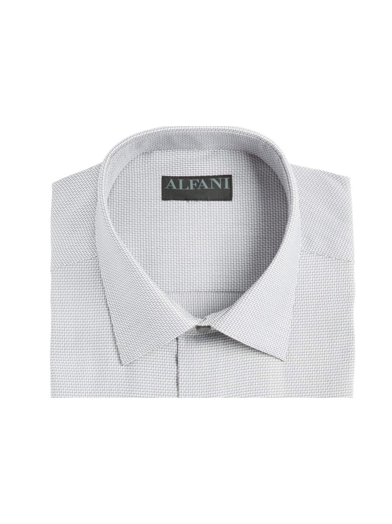 alfani stretch dress shirt Alfani Men's Stretch Fabric Fitted Dress Shirt Solid Gray Size 17 36/37 XL