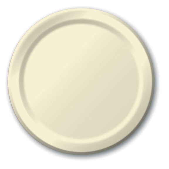24 Plates 10.25" Paper Dinner Lunch Plates Wax Coated - Ivory