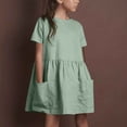 thumbnail image 2 of Miluxas Girls Short Sleeve Summer Tops Casual Loose Babydoll Tops Oversized Shirts Green 13 years, 2 of 9
