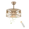 thumbnail image 5 of 20" Rattan Caged Flush Mount Ceiling Fan with Light Enclosed Timing 6 Speeds Reversible with Remote Control for Living Room Bedroom Dining Room (Bulbs Not Included), 5 of 24
