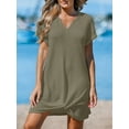 thumbnail image 6 of Cupshe Women's Green Split Neck Hem Twist Jersey Cover-Up Dress, Size S-XL, 6 of 6