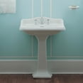 thumbnail image 4 of Whitehaus Isabella Collection Traditional Pedestal with an Integrated large Rectangular Bowl, Widespread Faucet Drilling, Backsplash, Dual Soap Ledges, Decorative Trim and Overflow, 4 of 5