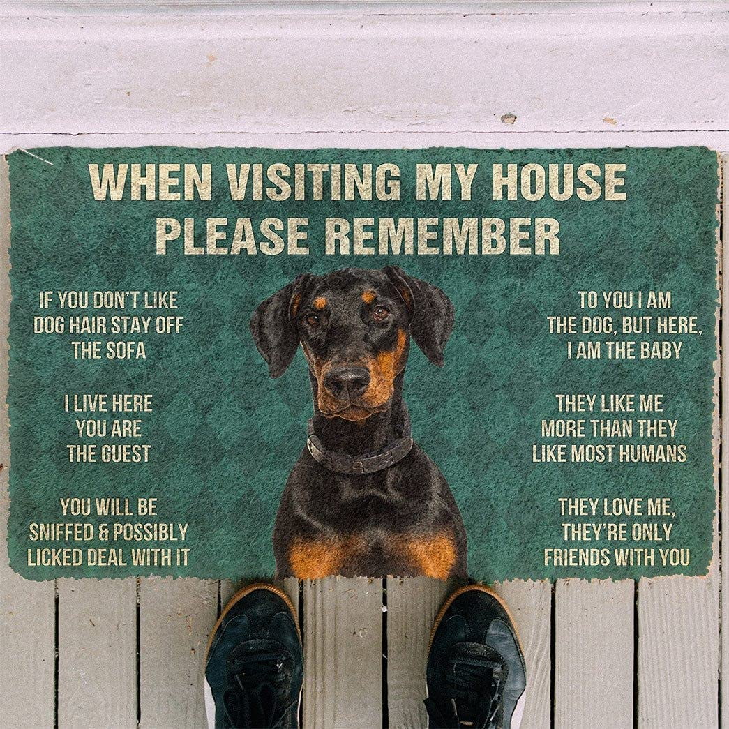 3D Please Remember Doberman Dog s House Rules Doormat Interior Door Mat Home Decoration Area Mat Christmas Halloween New Year s Day Gift Walmart