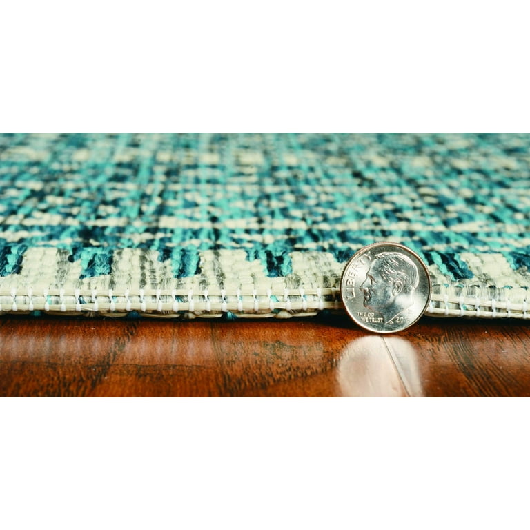 5'X7' Teal Machine Woven Uv Treated Tribal Indoor Outdoor Area Rug 5'X7' Teal Machine Woven Uv Treated Tribal Indoor Outdoor Area Rug