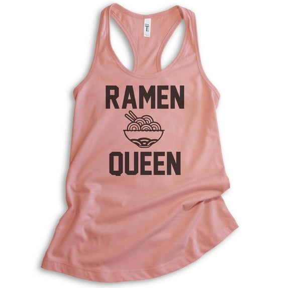 Ramen Queen Tank Top, Ladies Racerback Tank Top, Ramen Tank, Desert Pink, Medium