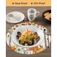 thumbnail image 3 of 13 Inch Round Placemats Set of 4, Orange Pumpkins Fall Non Slip Heat Insulation PP Table Mats, Sunflower Leaves Washable Place Mats for Kitchen Dining Party Table Decor, 3 of 7
