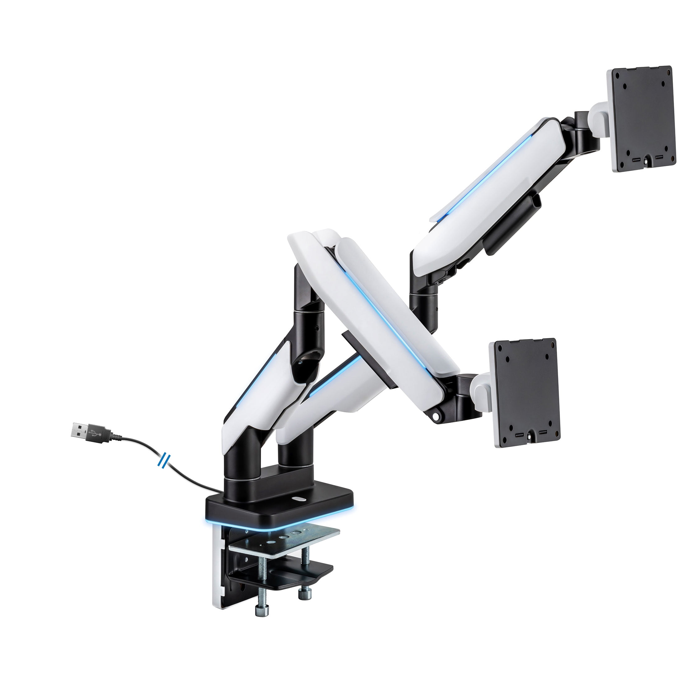 Mount-It! Heavy Duty Dual Computer Monitor Mount For Screens Up To 35", Gaming, RGB Lighting, Capacity 44 lbs., 18" Extension